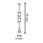 Blue Topaz & Ruby Diamond Art Deco Style White Gold Pendant