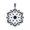 Blue Sapphire & London Blue Topaz Vintage Style Floral Flower Snowflake Pendant
