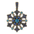 London Blue Topaz Sapphire Vintage Style Floral Yellow Gold Pendant