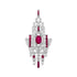 Pink Red Ruby & Diamond Art Deco Style Geometric Motif 18K White Gold Pendant