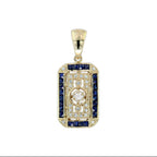 1.03 Ctw Edwardian Style Old Mine Cut Diamond Blue Sapphire Filigree Medallion Gold Pendant