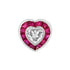 Heart Shape Diamond & Ruby Fancy Halo Art Deco Style Heart White Gold Pendant