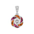Round Diamond Red Pink Ruby Orange Sapphire Floral 18K White Gold Pendant