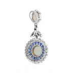 Opal Sapphire Diamond Vintage Style Pendant & Stud Earrings Jewelry Set