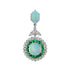 White Opal & Green Emerald Diamond Halo Art Deco Style 18K White Gold Pendant
