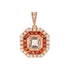 Asscher Morganite Orange Sapphire Diamond Art Deco Style Octagon Gold Pendant