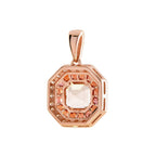 Asscher Morganite Orange Sapphire Diamond Art Deco Style Octagon Gold Pendant