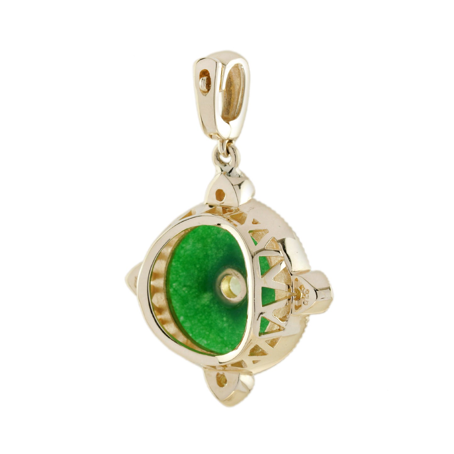 green peridot & jade vintage style 14k yellow gold pendant