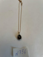 Pear Teardrop Shape Brown Smoky Quartz Diamond Halo 14K Gold Pendant Necklace