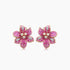 Pink Sapphire & Fancy & White Diamond Lilly Flower Floral 18K Rose Gold Earrings