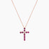 Pink Sapphire & Fancy Diamond 18K Rose Gold Cross Pendant Necklace
