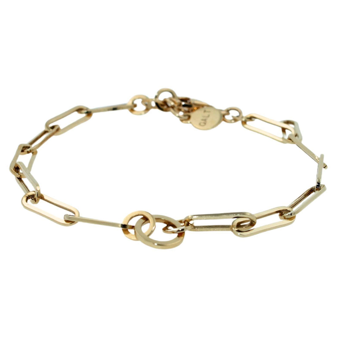 Paper Elongated Clip Link Charms Fashion 18 Karat Yellow Solid Gold Bracelet