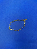 Paper Elongated Clip Link Charms Fashion 18 Karat Yellow Solid Gold Bracelet