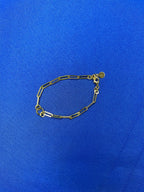 Paper Elongated Clip Link Charms Fashion 18 Karat Yellow Solid Gold Bracelet
