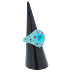 Pear Cut Drop Shape Teal Blue Paraiba Tourmaline Pave 18k White Gold Unique Ring