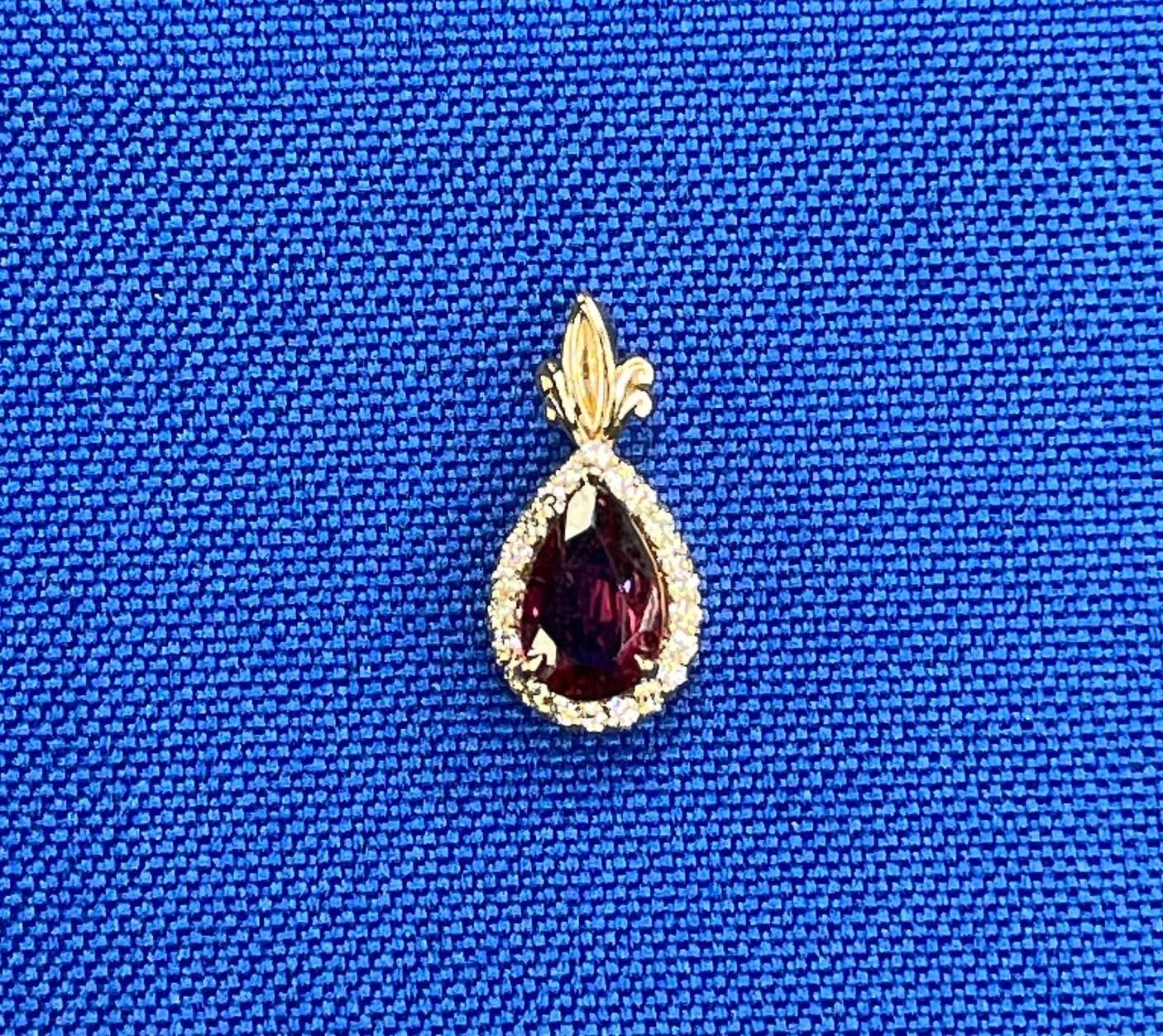 Pear Drop Shape Brilliant Cut Rubellite Pink Tourmaline Halo Set Diamond 14 Kara