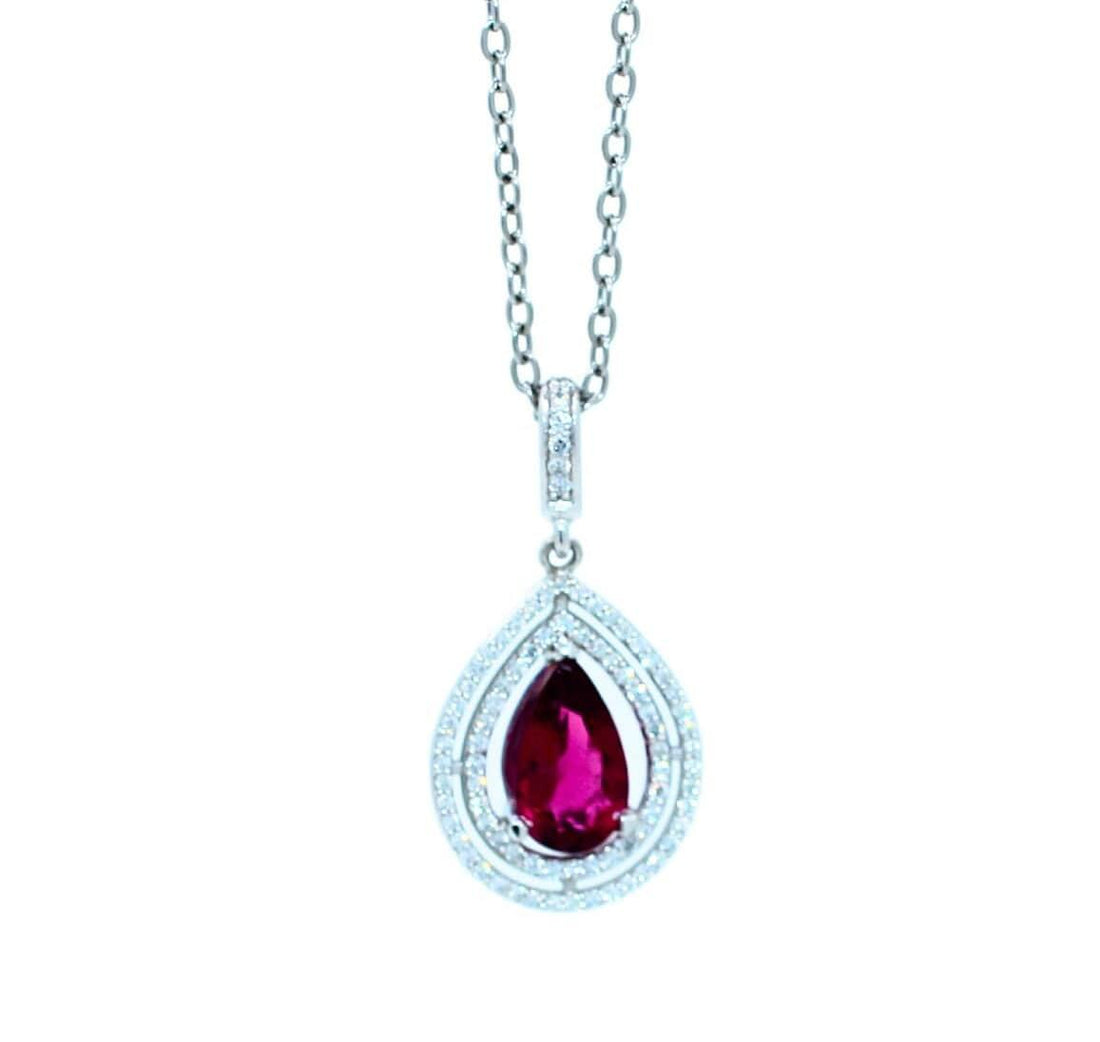 Pear Drop Shape Brilliant Cut Rubellite Pink Tourmaline Halo Set Diamond 14 Kara