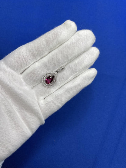 Pear Drop Shape Brilliant Cut Rubellite Pink Tourmaline Halo Set Diamond 14 Kara