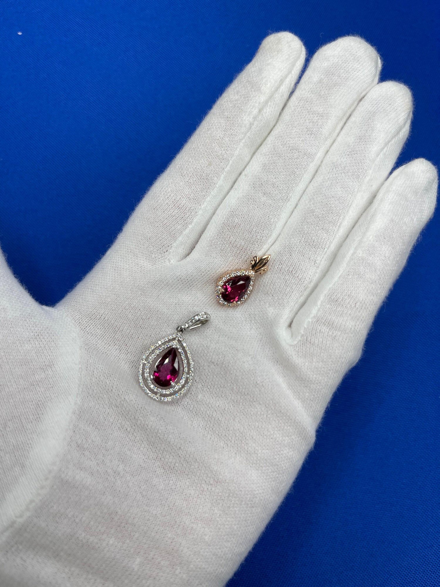 Pear Drop Shape Brilliant Cut Rubellite Pink Tourmaline Halo Set Diamond 14 Kara