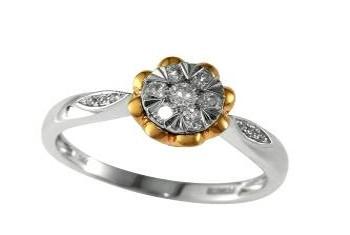 White Diamond Brilliant Floral Flower 14K Rose White Gold Statement Dainty Ring