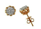 Sun Ray Halo Cluster Diamonds Halo 14K Rose Gold Statement Stud Earrings
