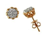 Sun Ray Halo Cluster Diamonds Halo 14K Rose Gold Statement Stud Earrings