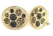 Diamond Pave Galaxy Solar Universal 14K Yellow Gold Statement Unique Earrings