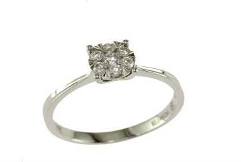 Diamond Cluster Halo 14K White Gold Dainty Promise Ring