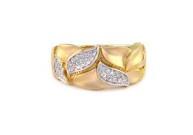 Leaf Leaves Nature Inspired Pave Set 14K Yellow Gold Statement Band Ring