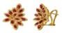 Marquise Shape Red Pink Ruby Diamond Halo 14K Yellow Gold Statement Earrings