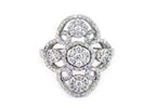 White Brilliant Diamonds Symbol Halo Pave Set 14K White Gold Statement Ring