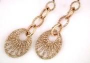Diamond Sun Ray Halo 14K White Gold Dangle Drop Chandelier Earrings
