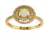 Round White Opal Double Diamond Halo 14K Rose Gold Statement Ring