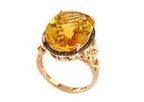 Қызғылт сары-сары цитринді қара гауһар түсті Halo жиынтығы раушан алтыннан жасалған коктейль сақинасы