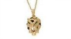 Diamond Leopard Jaguar Panther Halo 14K Rose Gold Pendant Medallion Necklace