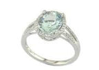 Oval Cut Blue Aquamarine Diamond Halo Pave 14K White Gold Statement Ring