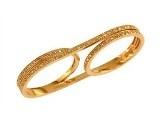 Diamonds Pave Set Double Finger Knuckle 14K Rose Gold Statement Ring