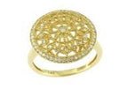 Diamond Compass Filigree Halo 14K Yellow Gold Statement Symbol Ring