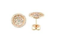 Brilliant Diamonds Cluster Pave-Set 14K Rose Gold Classic Stud Earrings
