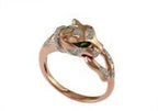 Leopard Panther Cheetah Cat гауһар тастар жиынтығы 14 каратты раушан алтыннан жасалған сақина