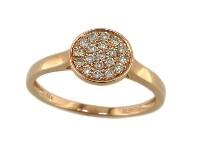 Round Shape Diamond Pave Set 14K Rose Gold Dainty Thin Band Statement Ring
