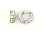 Diamond Baguette Round Pave 14K White Gold Statement Huggie Hoop Earrings