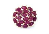 Pink Red Ruby Cabochon Cluster Diamond Pave Rose Gold Statement Cocktail Ring