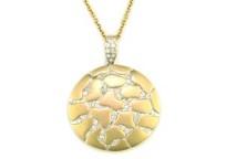 hammered diamonds pave set earth rock 14k yellow gold pendant medallion necklace