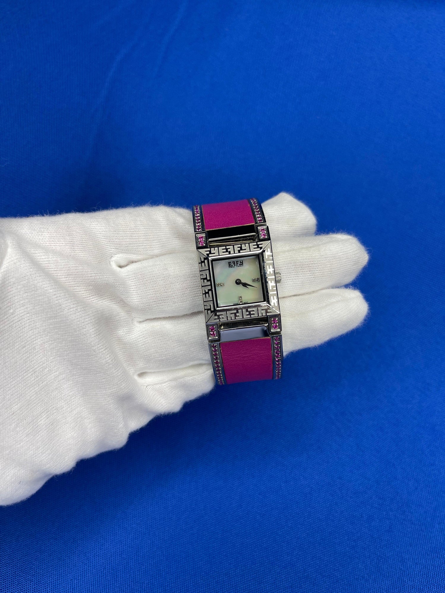 Pink Sapphire &amp; Diamond Pave Dial Luxury Swiss Quartz Exotic Watch 2.76 Tcw