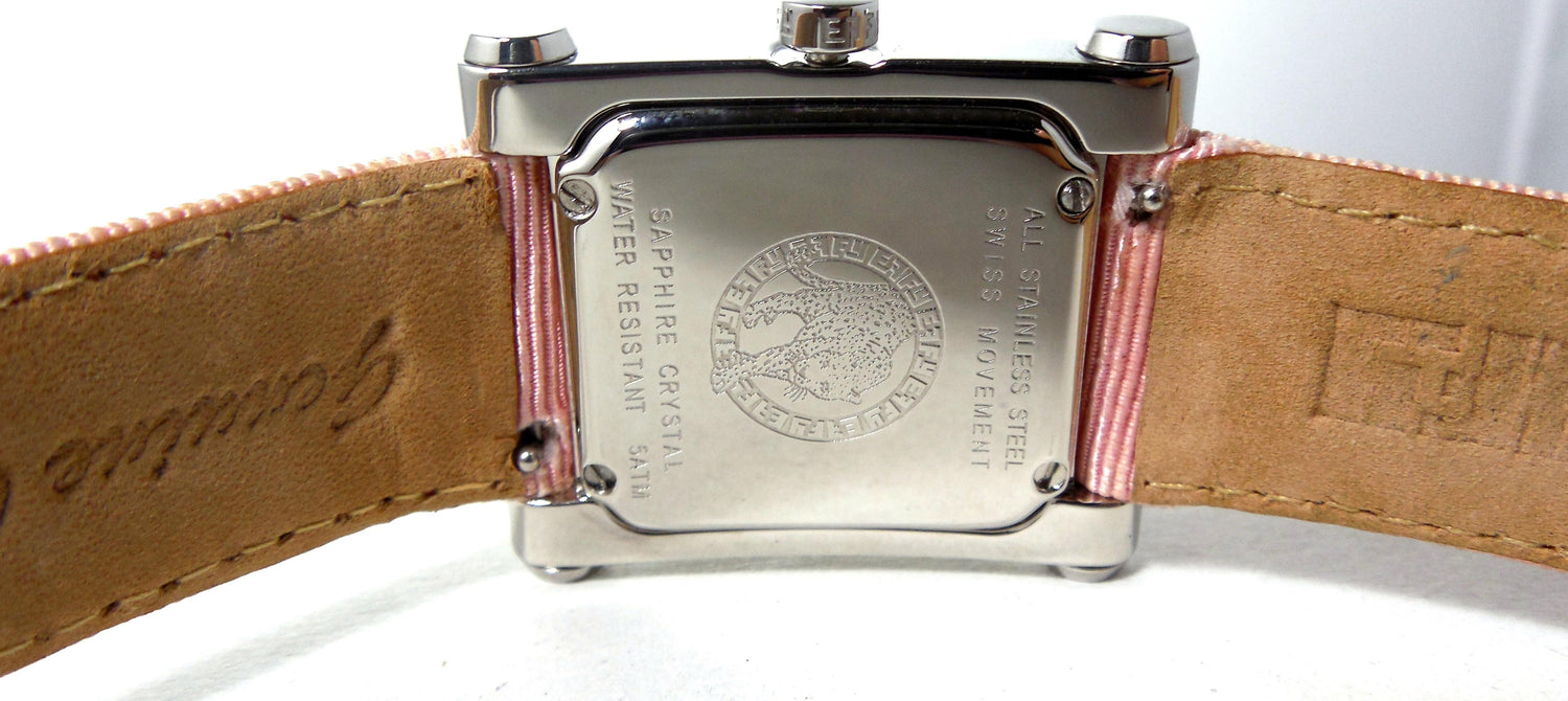 Pink Sapphire &amp; Diamonds Pave Dial Luxury Swiss Quartz Exotic Leather Watch
