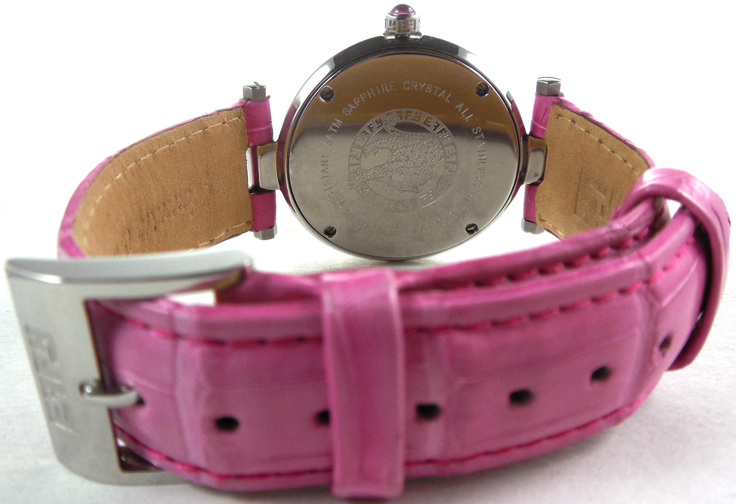 Pink Sapphires &amp; Diamond Pave Dial Luxury Swiss Quartz Exotic Watch 3.28 Tcw