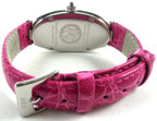 Pink Sapphires Pave Dial Luxury Swiss Quartz Exotic Leather Band Watch