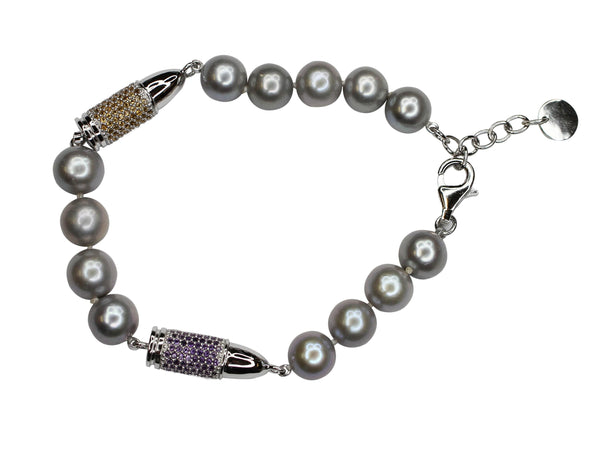 Purple Amethyst Orange Citrine Pave Set Gemstone Rocket Bullet Grey Silver Pearl