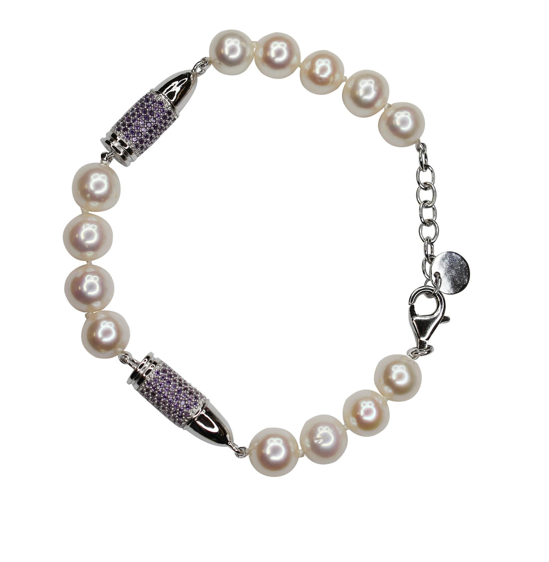 Purple Violet Amethyst Pave Set Gemstone Silver Rocket Bullet White Pearl Sterli